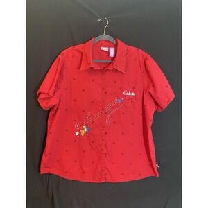 Tigger Disney Women Red Short Sleeve Embroidered "Celebrate" Shirt ‎ 22W/24W